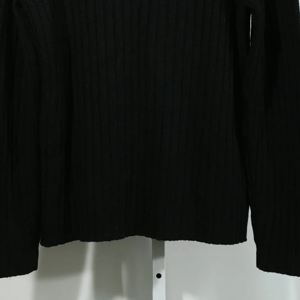 1990’s J.Crew Black Merino Wool Ribbed Turtleneck – Minimalist Quiet Luxury